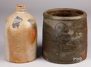 Stoneware jug and crock, 19th c.