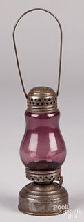 Jewel tin skaters lamp, 19th c.