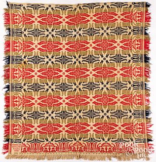 Jacquard coverlet, dated 1861
