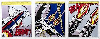 Roy Lichtenstein, (American, 1923-1997), As I Open Fire (a triptych)