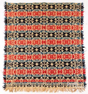 Jacquard coverlet, dated 1848