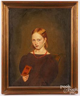 Oil on canvas portrait of a girl, ca. 1840
