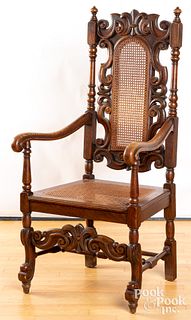 Jacobean style oak armchair