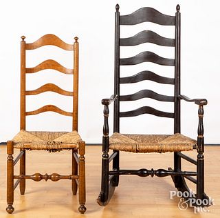 Six-slat ladderback rocking chair and side chair