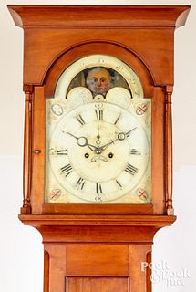 Federal cherry tall case clock, 19th c.
