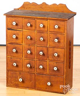 Pine seed cabinet, late 19th c.
