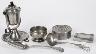 Six pieces of pewter, 19th c.