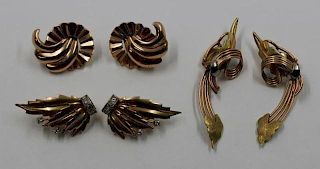 JEWELRY. Grouping of 14kt Gold Retro Earrings.