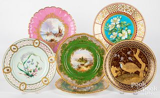 Six hand painted porcelain cabinet plates