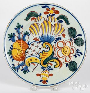 Hand-painted delftware polychrome plate