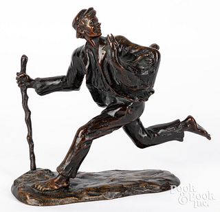 Jakob Plessner bronze of a man with goose