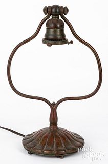 Tiffany Studios patinated bronze gimbaled lamp