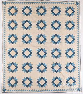 Blue and white patchwork quilt, early 20th c.