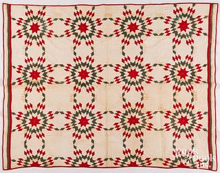 Touching Star patchwork quilt, ca. 1900