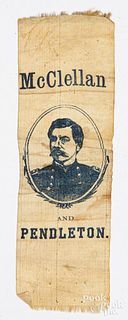 1864 McClellan & Pendleton silk political ribbon