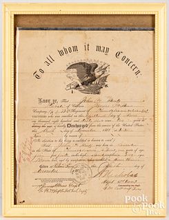 Civil War discharge paper, dated December 1865