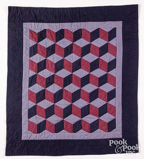 Amish tumbling blocks youth quilt, early to mid-20