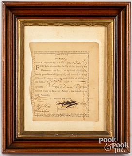 Massachusetts Bay Revolutionary War loan receipt