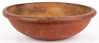 Large turned and painted dough bowl, 19th c.
