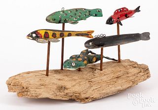 Group of carved and painted fish decoys, 20th c.