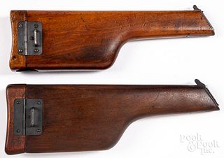 Two wooden Mauser broomhandle pistol stocks