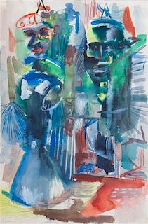 Robert Colborne, (American, 20th century), Untitled (Abstract), 1955 and Two Figures (two works)