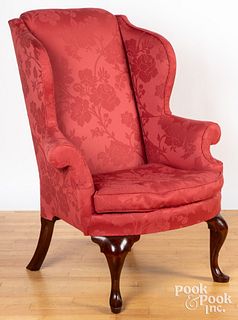 Queen Anne style walnut wing chair