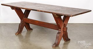 Pine and oak trestle table
