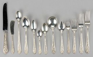 THE STIEFF CO. "CORSAGE" STERLING SILVER 150-PIECE FLATWARE SERVICE