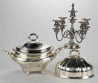 ENGLISH AND OTHER SILVER-PLATED ARTICLES, LOT OF THREE