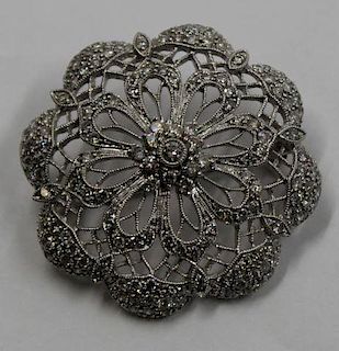 JEWELRY. Setra 14kt White Gold and Diamond Brooch.