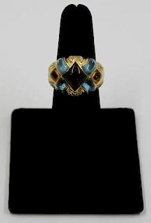 JEWELRY. Signed 18kt Gold, Diamond and Colored