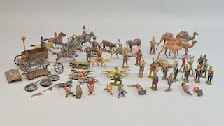 Collection of Britain's tin-plate to include Soldiers, figures and animals most pre World War 1,