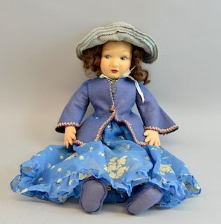 Early 20th century felt doll, 40cm high,