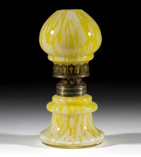 CASED SPATTER GLASS MINIATURE LAMP