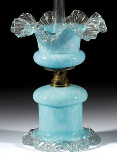 CASED SPATTER ART GLASS MINIATURE LAMP