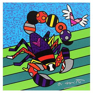 Britto, "Scorpio" Hand Signed Limited Edition Giclee on Canvas; Authenticated.