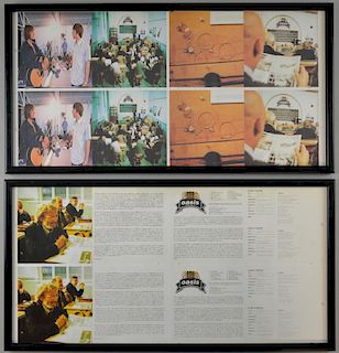 Oasis - ﾑThe Masterplanﾒ CD artwork framed with double sided glass, framed, 11 x 21 inches each (2)