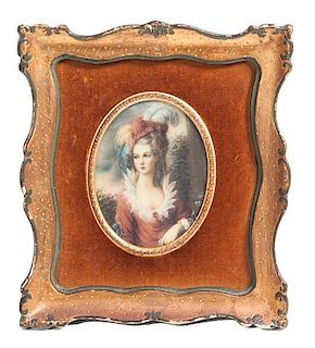 A Group of Four Portrait Miniatures, Each 3 1/2 x 2 3/4 inches.