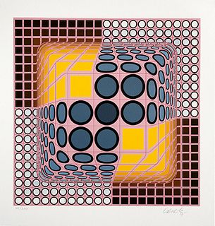 Victor Vasarely- Original Serigraph "Pink Composition"