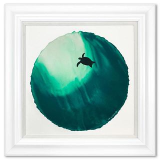 Wyland, "Swimming to the Surface" Framed, Hand Signed Original Painting with Letter of Authenticity.