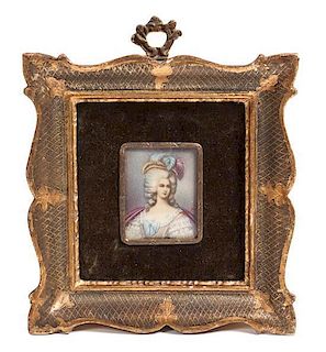 A Group of Three Portrait Miniatures, Largest 3 1/2 x 2 3/4 inches.