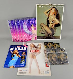 Kylie Minogue - 'Body Language' promo poster & a quantity of perfume samples, two calendars & showgirl princess books/magazin