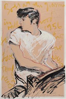 David Oxtoby (British, 1938), 'Elvis Presley', mixed media on paper, annotated 'Love me Tender recording sessions, July- Augu