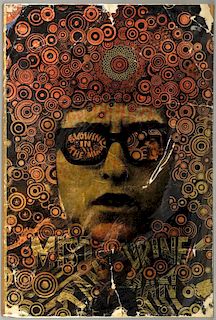 Martin Sharp poster featuring Bob Dylan 'Blowing In The Mind', designed by Martin Sharp & printed by Big O Posters on gold fo