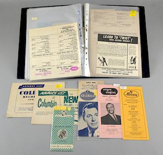 Music Memorabilia - Folder of flyers / Order Forms & Advance Lists, including Gene Vincent, Elvis Presley, Doris Day, Frank S