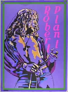 Robert Plant - Original painted artwork by John Judkins, signed & dated '1983', flat, 21 x 29 inches.Provenance: I Was Lord K