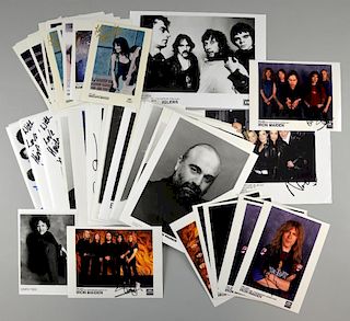 Music Memorabilia: A collection of signed and unsigned promotional photographs and postcards, signatures including; Iron Maid