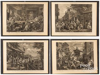 Four William Hogarth Election Series engravings