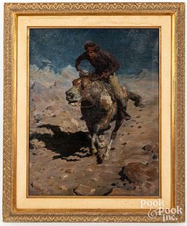 Oil on canvas Western illustration